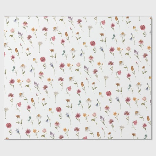 Waterverf Wildflower thema patroon Cadeaupapier (Vlak)