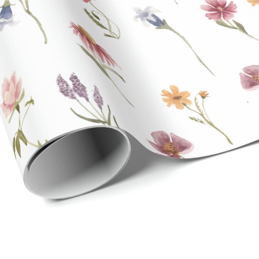 Waterverf Wildflower thema patroon Cadeaupapier (Rol Hoek)