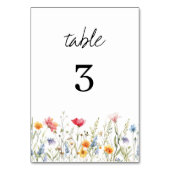 Waterverf Wildflower Trouwtafel nummer Kaart (Voorkant)