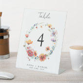 Waterverf Wildflower Trouwtafel nummer Reclamebord Met Voetstuk (Insitu)