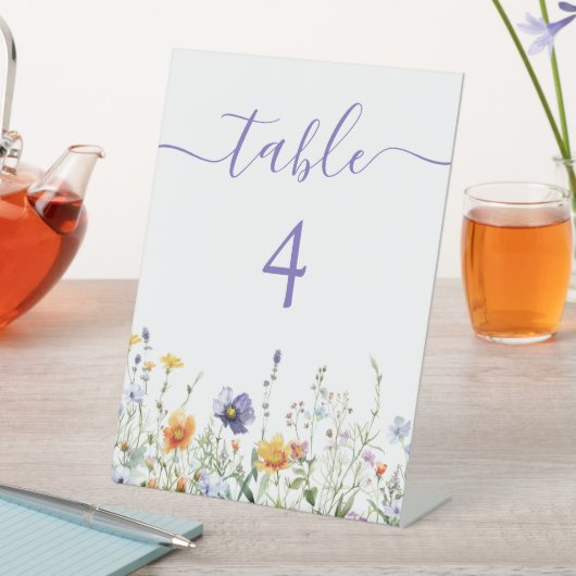 Waterverf Wildflower Trouwtafel nummer Reclamebord Met Voetstuk (Insitu)