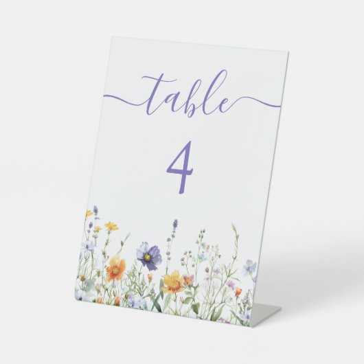 Waterverf Wildflower Trouwtafel nummer Reclamebord Met Voetstuk (Voorkant)