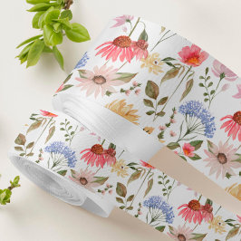 Waterverf Wildflower Tuin Bloemen Meadow Pattern Grosgrain Lint