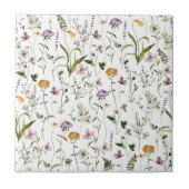 Waterverf Wildflower Tuin Bloemen Patroon Tegeltje (Voorkant)