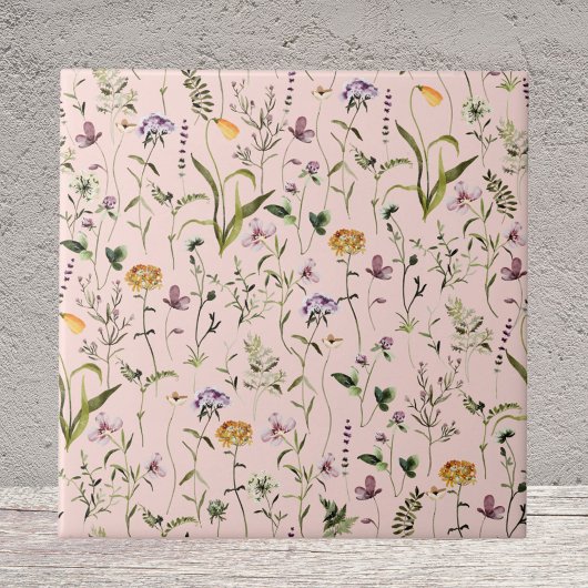 Waterverf Wildflower Tuin Bloemen Patroon Tegeltje