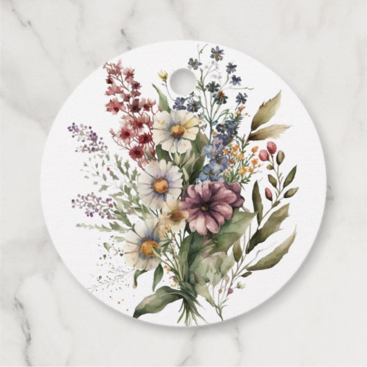 Waterverf Wildflower Tuin Boog Bloemen Bruiloft Bedankjes Labels (Achterkant)