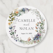 Waterverf Wildflower Tuin Boog Bloemen Bruiloft Bedankjes Labels (Voorkant)