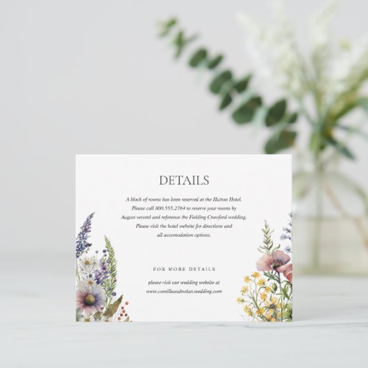 Waterverf Wildflower Tuin Boog Bloemen Bruiloft Informatiekaartje (Staand voorkant)