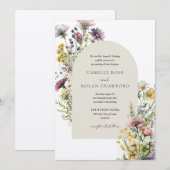 Waterverf Wildflower Tuin Boog Bloemen Bruiloft Kaart (Voorkant / Achterkant)