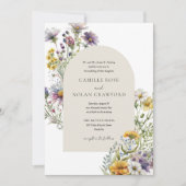 Waterverf Wildflower Tuin Boog Bloemen Bruiloft Kaart (Voorkant)