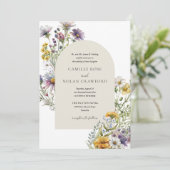 Waterverf Wildflower Tuin Boog Bloemen Bruiloft Kaart (Staand voorkant)