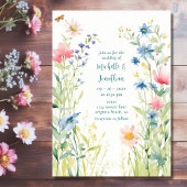 Waterverf Wildflower Tuin Bruiloft Kaart