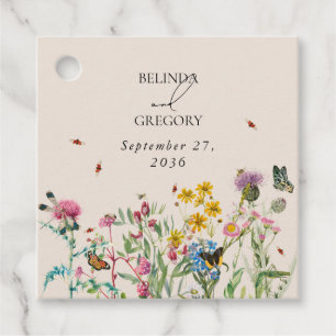 Waterverf Wildflower Tuin & Insecten Bruiloft Bedankjes Labels