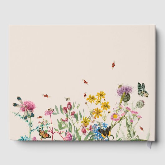 Waterverf Wildflower Tuin & Insecten Bruiloft Gastenboek (Achterkant)