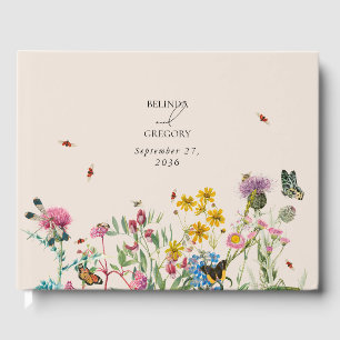Waterverf Wildflower Tuin & Insecten Bruiloft Gastenboek