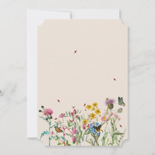 Waterverf Wildflower Tuin & Insecten Bruiloft Inv Kaart (Achterkant)