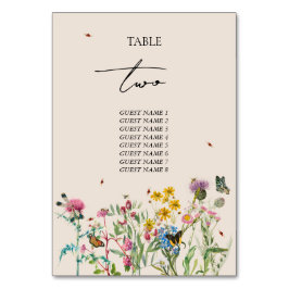 Waterverf Wildflower Tuin & Insecten Bruiloft Kaart