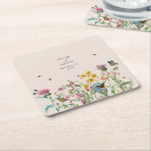 Waterverf Wildflower Tuin & Insecten Bruiloft Kartonnen Onderzetters (Schuin)