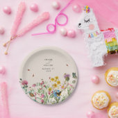 Waterverf Wildflower Tuin & Insecten Bruiloft Papieren Bordje (Feest)