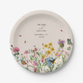 Waterverf Wildflower Tuin & Insecten Bruiloft Papieren Bordje (Voorkant)