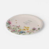 Waterverf Wildflower Tuin & Insecten Bruiloft Papieren Bordje (Gekanteld)
