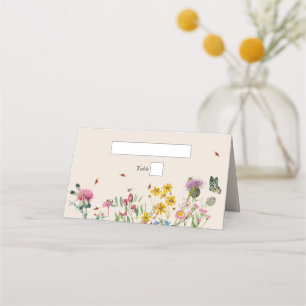 Waterverf Wildflower Tuin & Insecten Bruiloft Plaatskaartje