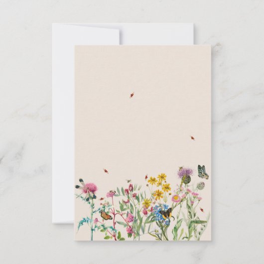 Waterverf Wildflower Tuin & Insecten Bruiloft RSVP Kaartje (Achterkant)