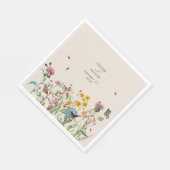 Waterverf Wildflower Tuin & Insecten Bruiloft Servet (Hoek)