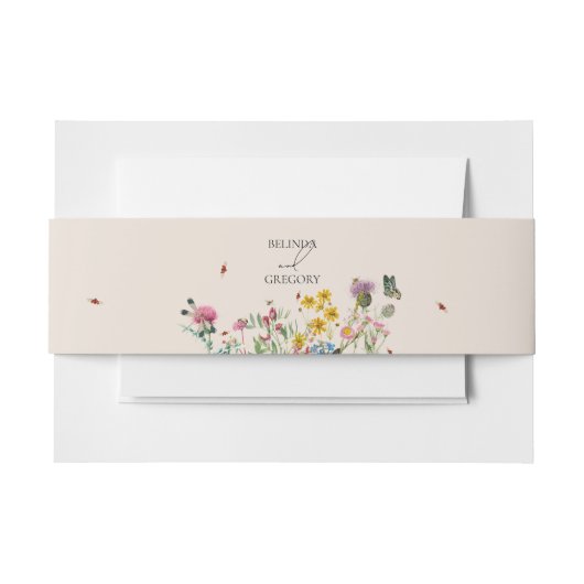 Waterverf Wildflower Tuin & Insecten Bruiloft Uitnodigingen Wikkel (Voorkant Voorbeeld)