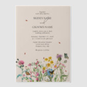 Waterverf Wildflower Tuin & Insecten Bruiloft Vellum Uitnodigingen (Voorkant)
