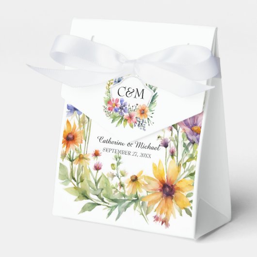 Waterverf Wildflower Tuin Lente Bruiloft Bedankdoosjes (Voorkant Zijde)