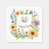 Waterverf Wildflower Tuin Lente Bruiloft Servet (Voorkant)