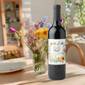 Waterverf Wildflower Tuin Lente Bruiloft Wijn Etiket