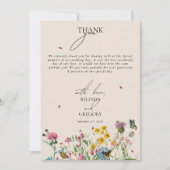 Waterverf Wildflower Tuin Paar Foto Bruiloft Bedankkaart (Voorkant)
