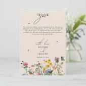 Waterverf Wildflower Tuin Paar Foto Bruiloft Bedankkaart (Staand voorkant)