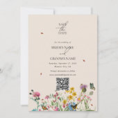 Waterverf Wildflower Tuin Paar Foto Bruiloft Save The Date (Voorkant)