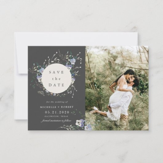 Waterverf Wildflower Twee foto Sla de datum op Kaart (Voorkant)