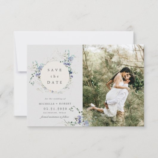 Waterverf Wildflower Twee foto Sla de datum op Kaart (Voorkant)