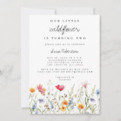 Waterverf Wildflower tweede verjaardagsfeest Kaart (Voorkant)