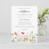 Waterverf Wildflower tweede verjaardagsfeest Kaart (Staand voorkant)
