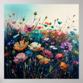 Waterverf Wildflower Veld 1:1 Poster Wall Art (Voorkant)