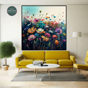 Waterverf Wildflower Veld 1:1 Poster Wall Art
