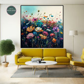 Waterverf Wildflower Veld 1:1 Poster Wall Art
