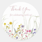 Waterverf Wildflower Verjaardagsfeestje Ronde Sticker (Voorkant)