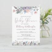Waterverf Wildflower Violet Baby shower Kaart (Staand voorkant)