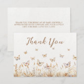 Waterverf Wildflower Vlinder Boho Baby shower Bedankkaart (Voorkant / Achterkant)