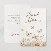 Waterverf Wildflower Vlinder Boho Baby shower Bedankkaart (Voorkant / Achterkant)