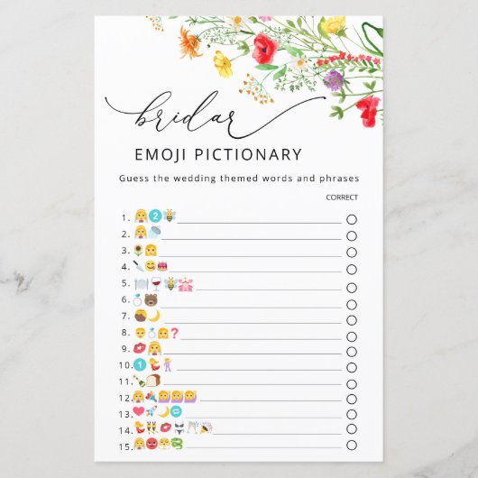 Waterverf wildflower vrijgezellenfeest emoji spel (Voorkant)