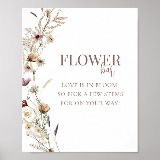 Waterverf Wildflower Vrijgezellenfeest Flower Bar Poster (Voorkant)