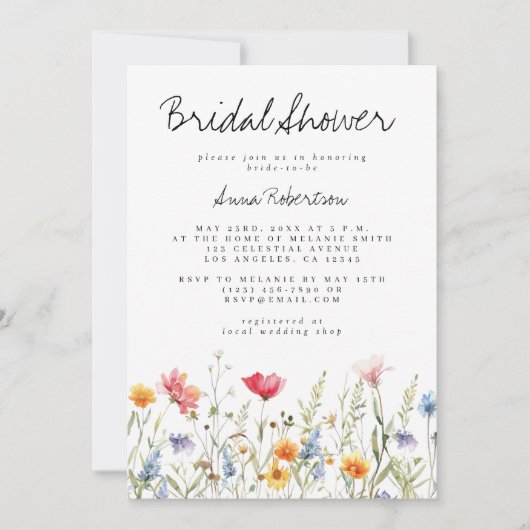 Waterverf Wildflower Vrijgezellenfeest Kaart (Voorkant)